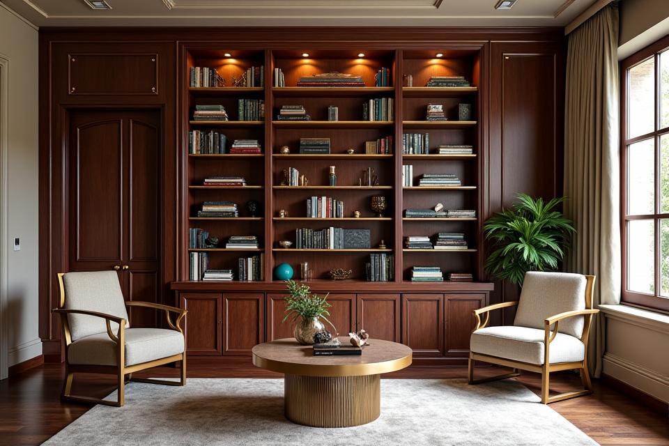 Bibliothèque Art Déco sur mesure dans un appartement parisien élégant à double hauteur